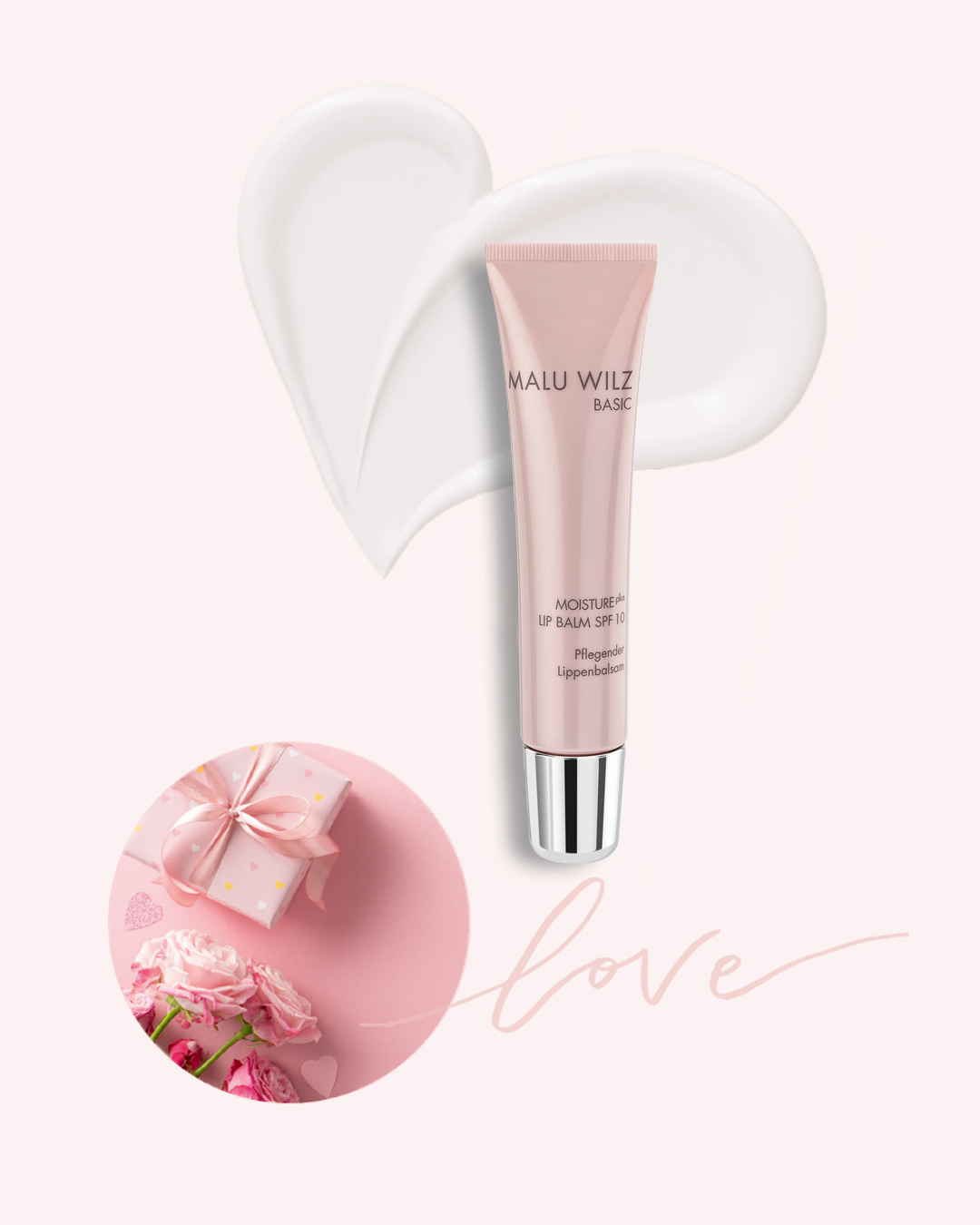 cream heart with lip balm