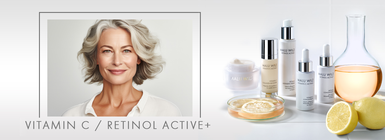 Mature woman with skin care products