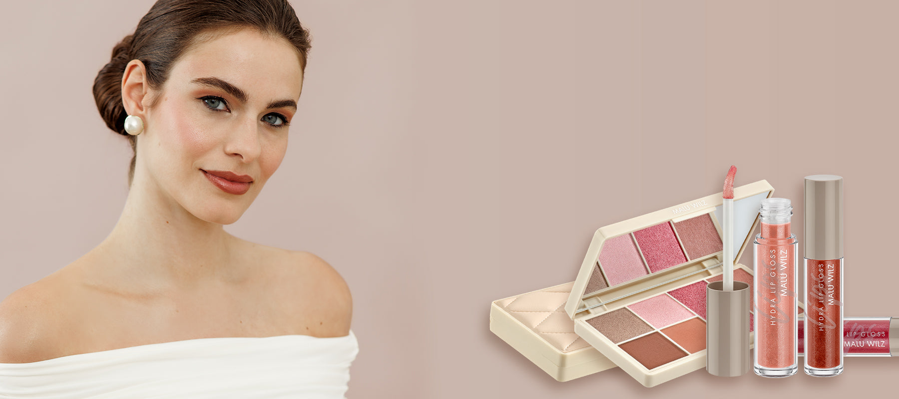 SIMPLY ELEGANT Make-up Kollektion von MALU WILZ mit Eye + Face Palette und Hydra Lip Gloss